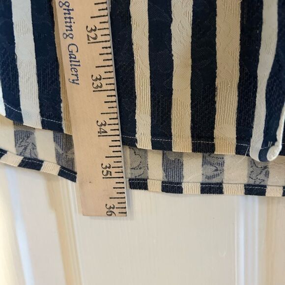 CCH Collection Nautical Navy & White Striped Collared Button Blouse SZ M - Picture 7 of 9